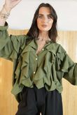 Stevie Ruffle Blouse Khaki